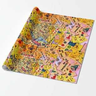 Mah Jongg Collage Wrapping Paper