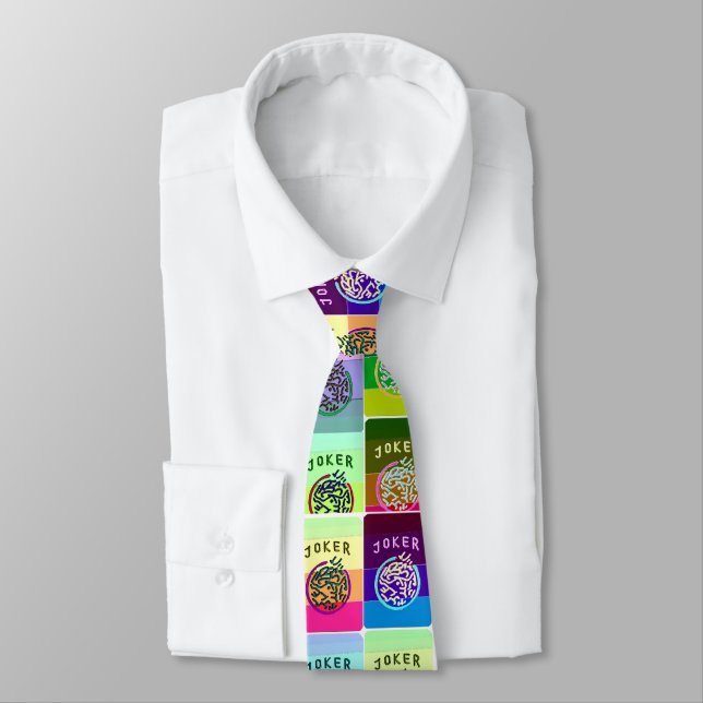 Mah Jongg Colored Joker Necktie (Tied)