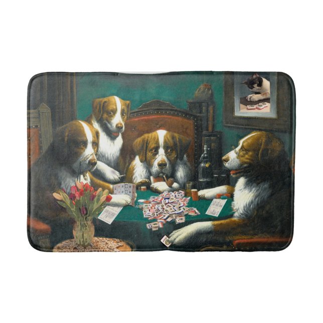 Mah Jongg Dogs Playing Mah Jongg Bath Mat (Front)