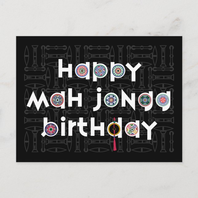 Mah Jongg Dots Birthday Postcard (Front)