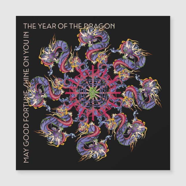 Mah Jongg Dragon Year Flat Magnet (Front)