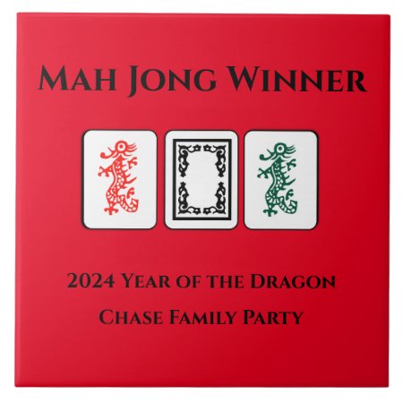 Mah Jongg Dragons Luggage Tag Ceramic Tile