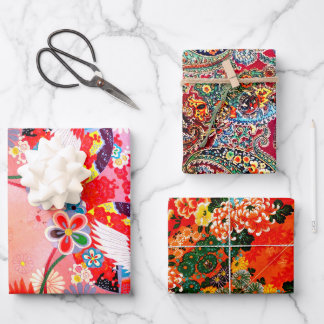 Mah Jongg Egrets and Paisley Wrapping Paper Sheets