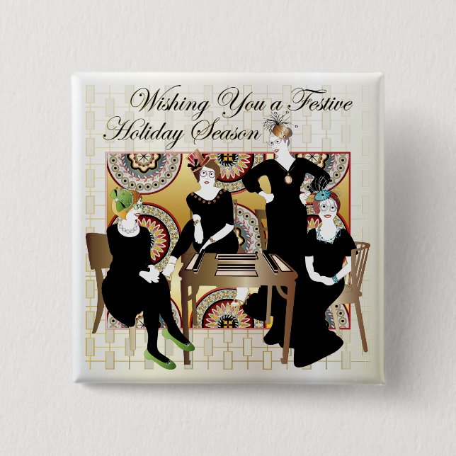 Mah Jongg Festive Pinback Button (Front)