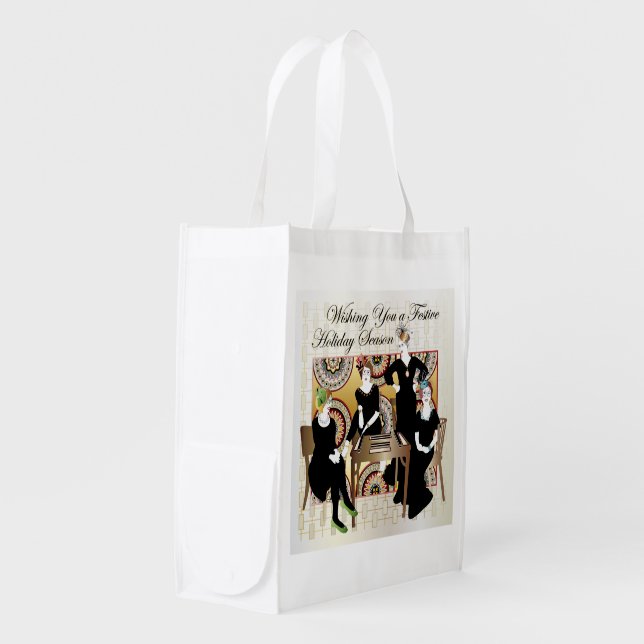 Mah Jongg Festive Reusable Grocery Bag (Front Side)