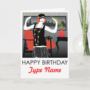 Mah Jongg Flapper Dancer Birthday Card