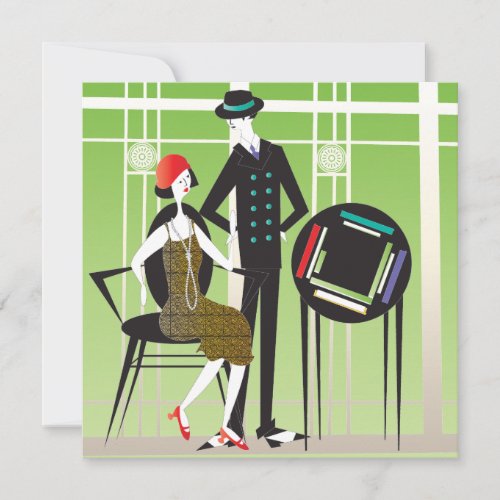 Mah Jongg Flappers Couple2 Personalized Invitations