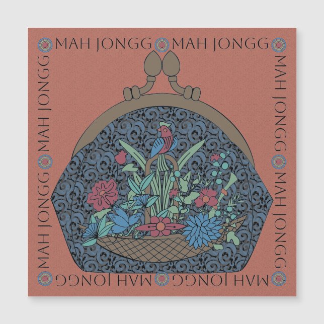 Mah Jongg Flower Purse Flat Magnet (Front)