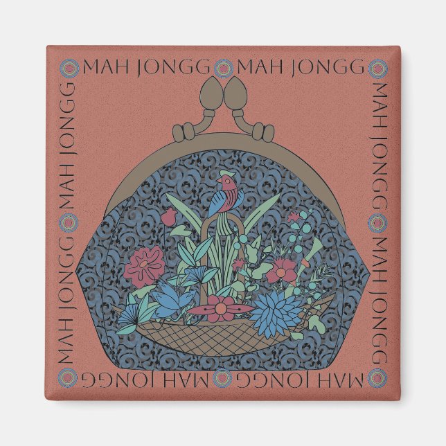 Mah Jongg Flower Purse Magnet (Front)