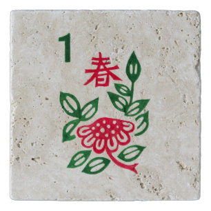 Mah Jongg Flower Tile Stone Trivet