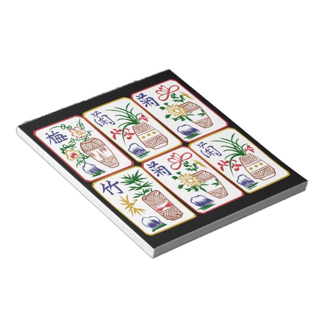 Mah Jongg Flower Tiles Notepad (Angled)
