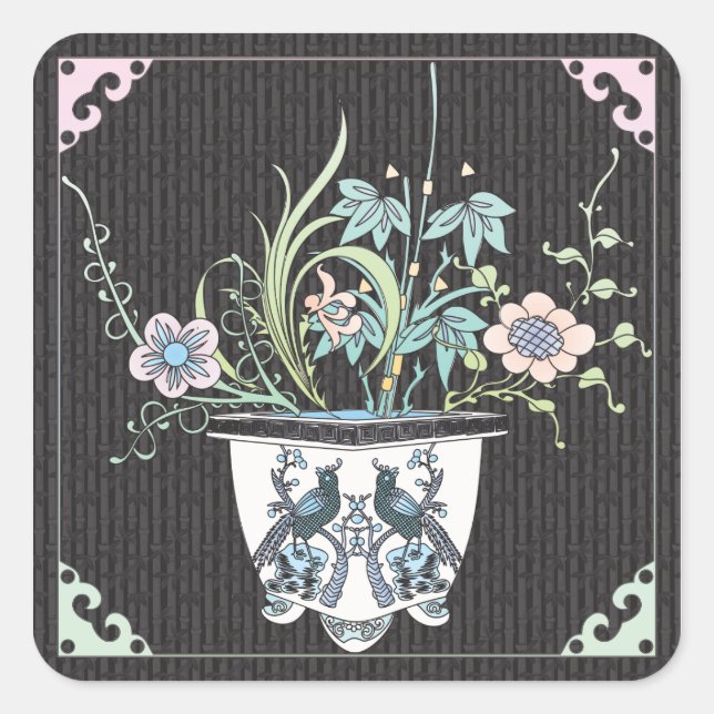 Mah Jongg Flowers/Birds Stickers (Front)