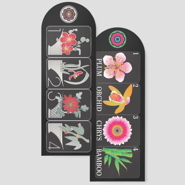 Mah Jongg Flowers Bookmark (Front & Back)