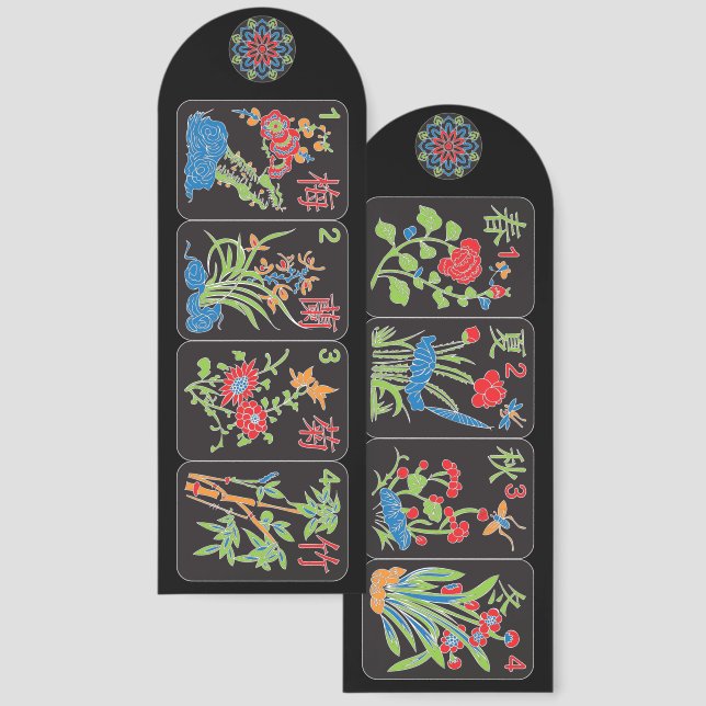 Mah Jongg Flowers Bookmark  (Front & Back)