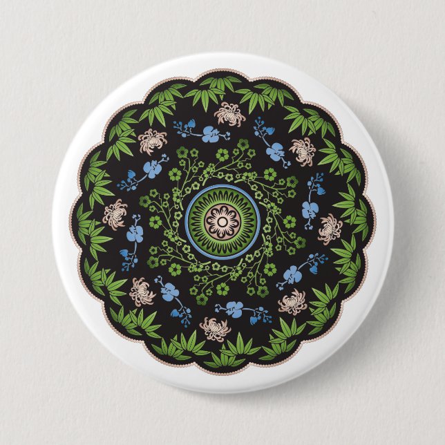 Mah Jongg Flowers/One Dot Button (Front)