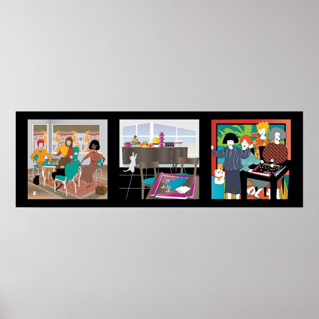 Mah Jongg Game Night Cats Poster (Front)