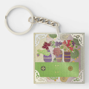 Mah Jongg Green Table Keychain