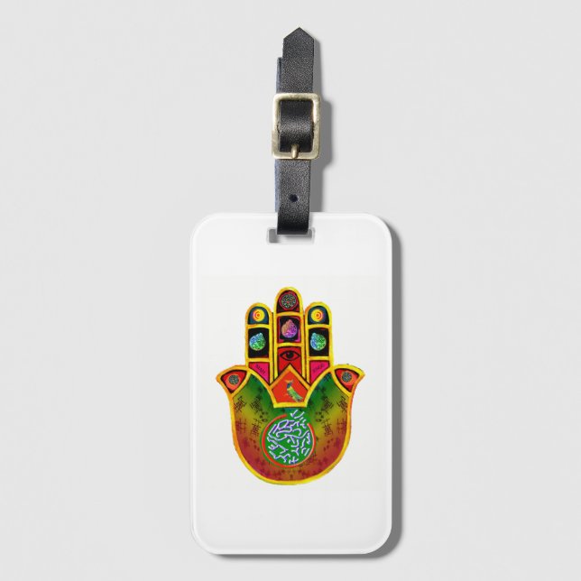 Mah Jongg Hamsa Luggage Tag (Front Vertical)