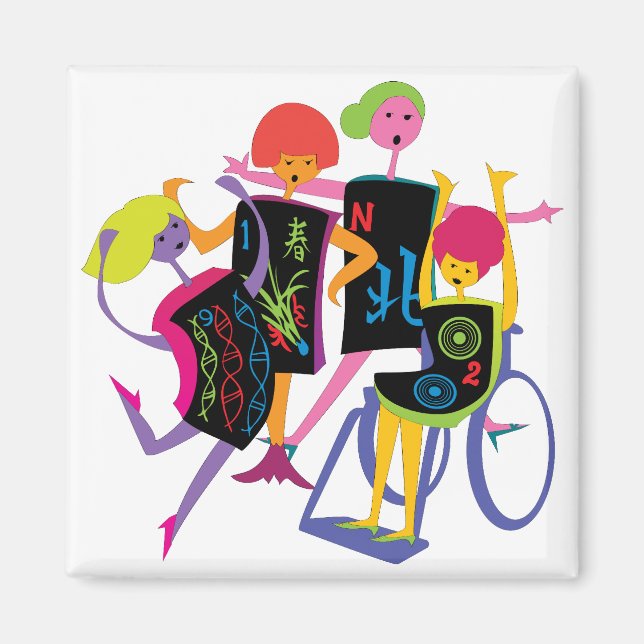 Mah Jongg Happy Dance White Magnet (Front)