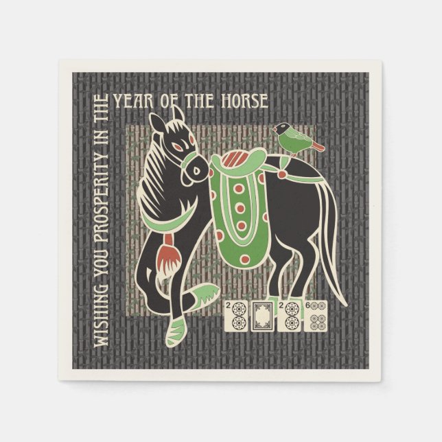Mah Jongg Horse Napkins (Front)