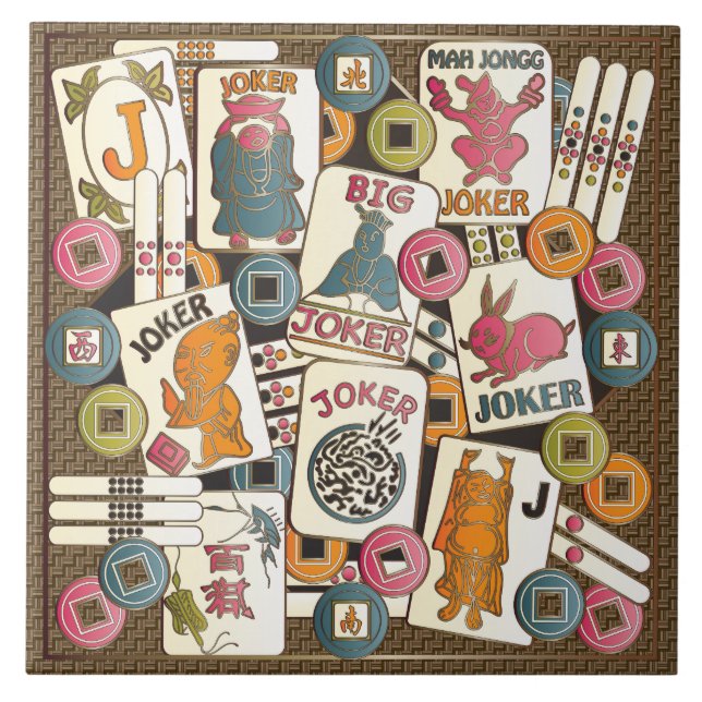 Mah Jongg Jokers Ceramic Tile (Front)