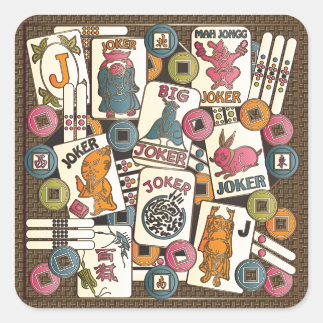 Mah Jongg Jokers Square Sticker (Front)