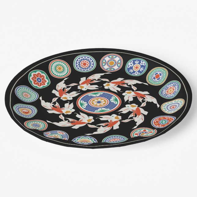 Mah Jongg Koi Paper Plates (Angled)