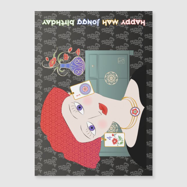 Mah Jongg Lady 01 Card Magnet (Front)