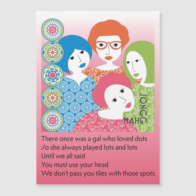 Mah Jongg Limerick Dots Magnet Card (Front)