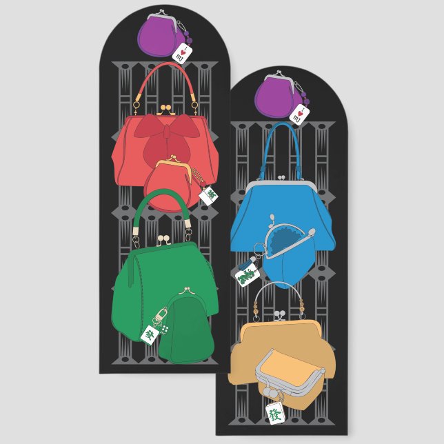 Mah Jongg Lucky Purses Bookmark  (Front & Back)