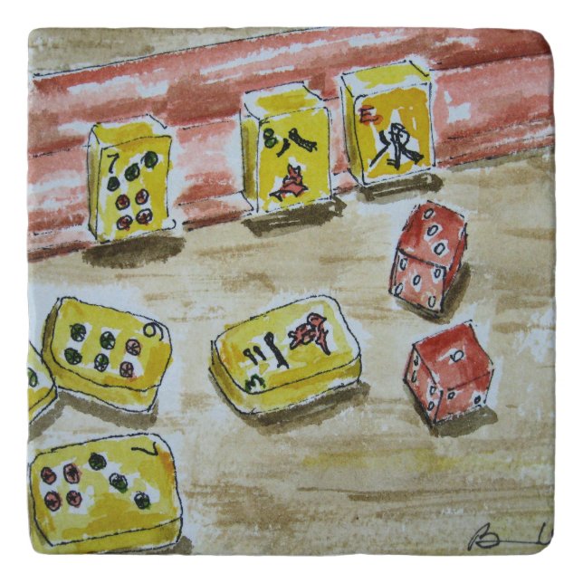 Mah Jongg (mahjong) Stone Trivet (Front)