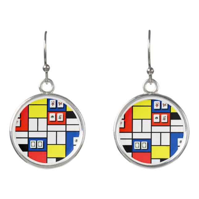 Mah Jongg Mondrian Style Earrings (Front)
