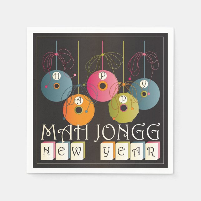 Mah Jongg New Years Paper Napkins (Front)