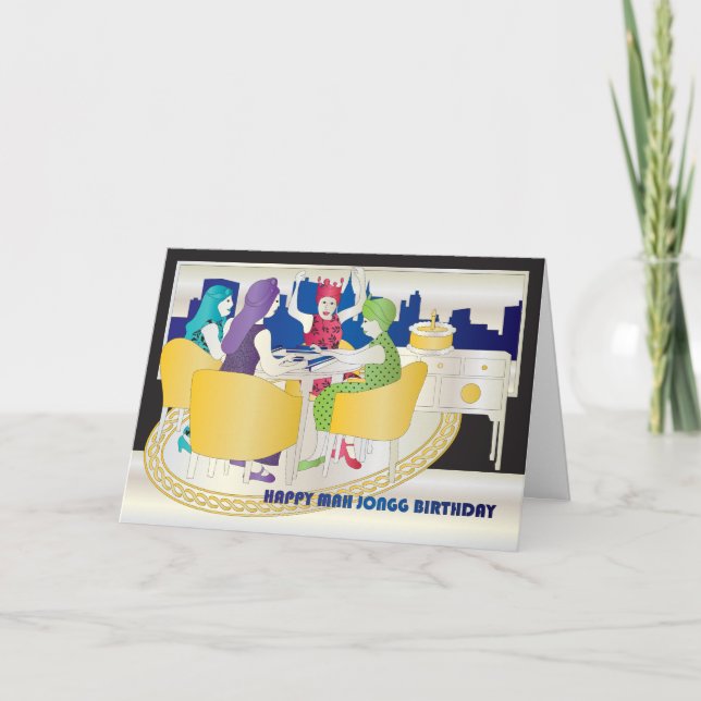 Mah Jongg New York Birthday Card (Front)