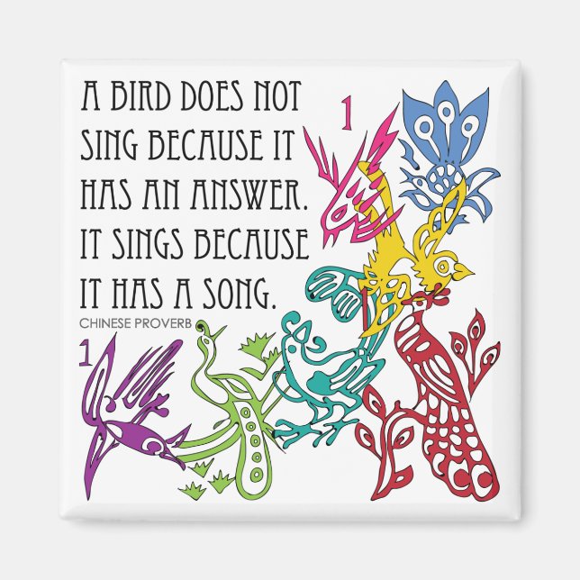 Mah Jongg One Bams Birds/Proverb Magnet (Front)