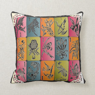 Mah Jongg One Bams Throw Pillow