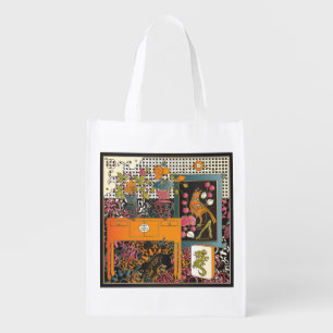 Mah Jongg Orange Table Reusable Grocery Bag