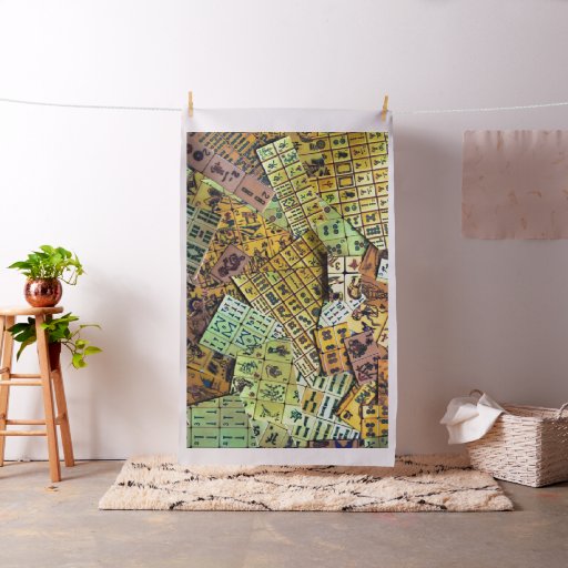 Mah Jongg Paper Collage Fabric