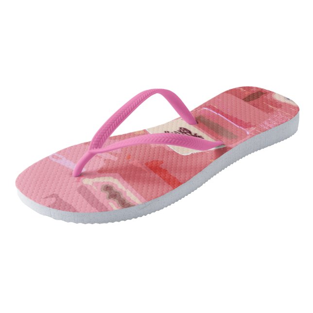 Mah Jongg Pink Tiles Flip Flops (Angled)