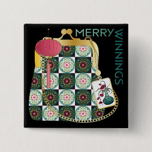 Mah Jongg Purse Holiday Button