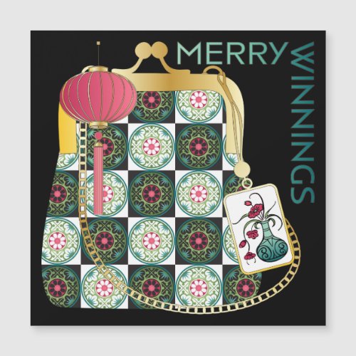 Mah Jongg Purse Holiday Magnet Card