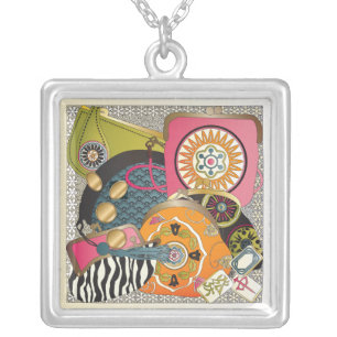 Mah Jongg Purses Silver Plated Necklace