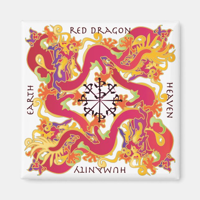 Mah Jongg Red Dragon Magnet (Front)