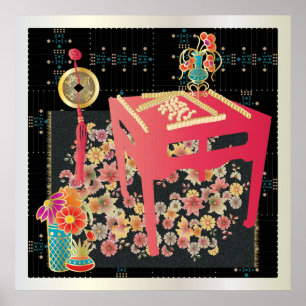 Mah Jongg Red Table Poster