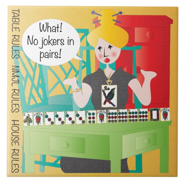 Mah Jongg Sayings No Jokers Ceramic Tile (Front)