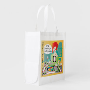 Mah Jongg Sayings Peek Pass Reusable Grocery Bag