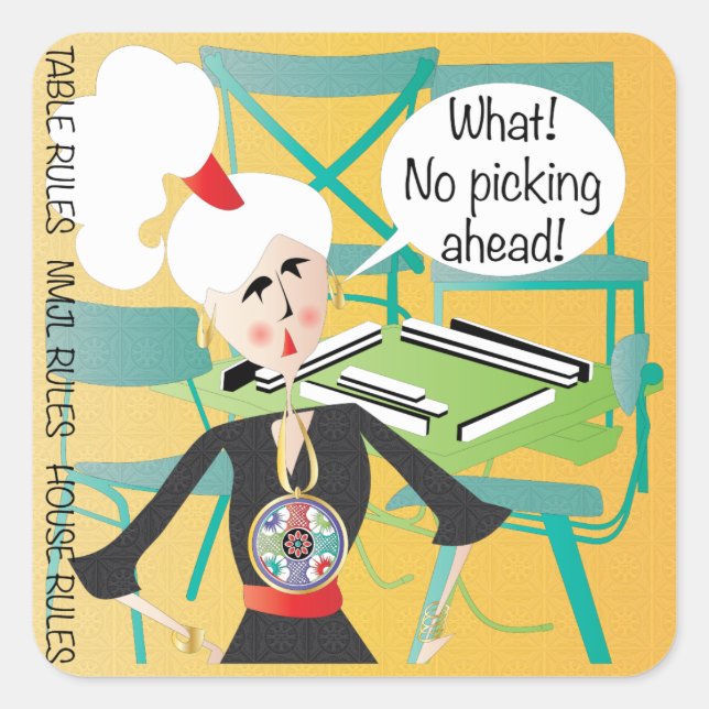 Mah Jongg Sayings Picking Ahead Square Sticker (Front)