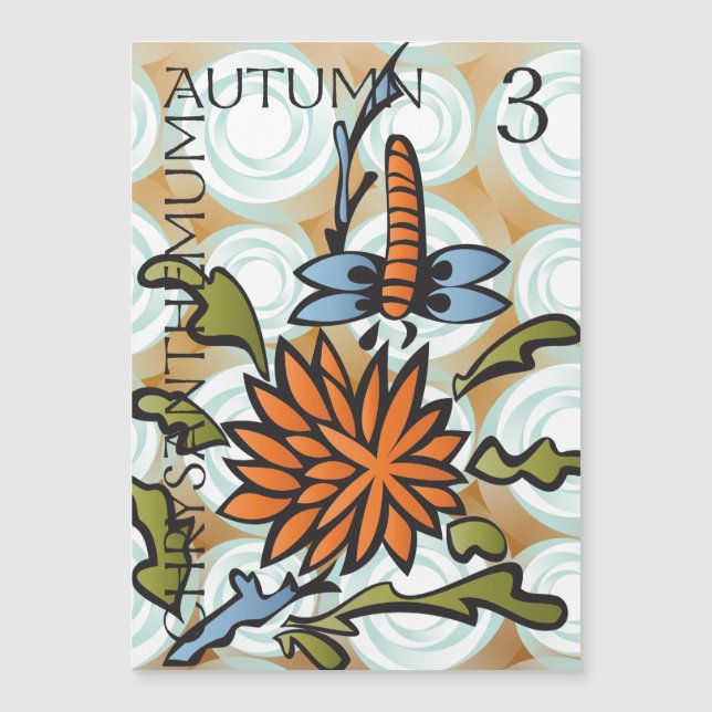 Mah Jongg Seasons Autumn Magnet Card (Front)