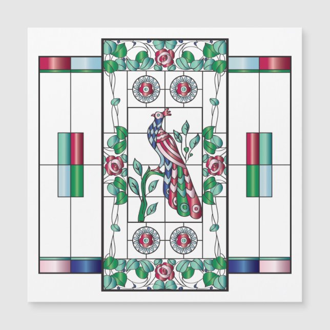 Mah Jongg Stained Glass Magnet Card (Front)