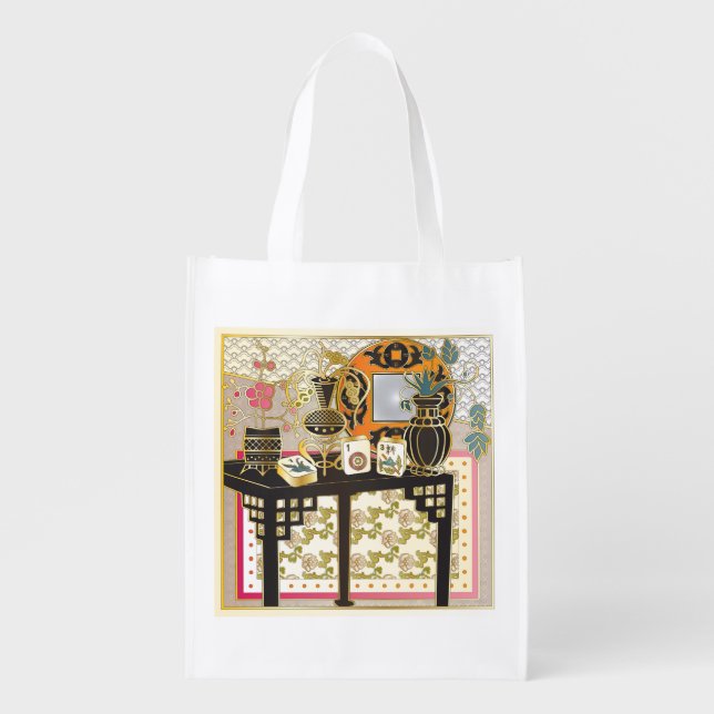 Mah Jongg Table Grocery Bag (Front)